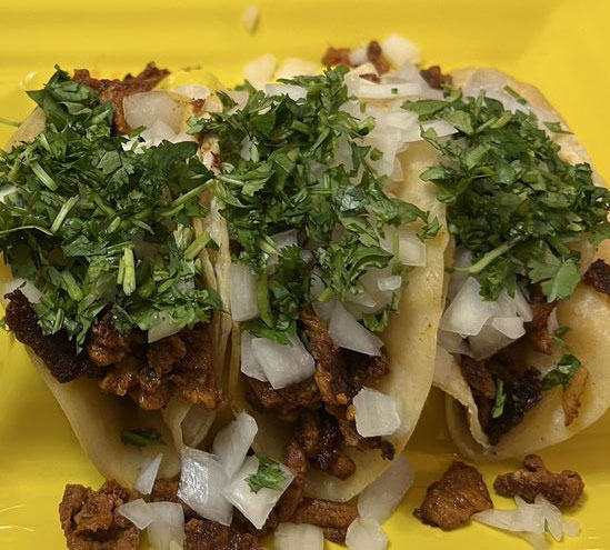 steak tacos with onion and cilantro